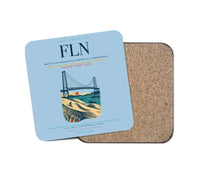 Thumbnail for Hercilio Luz International Airport (FLN) design on light blue 1 piece coaster