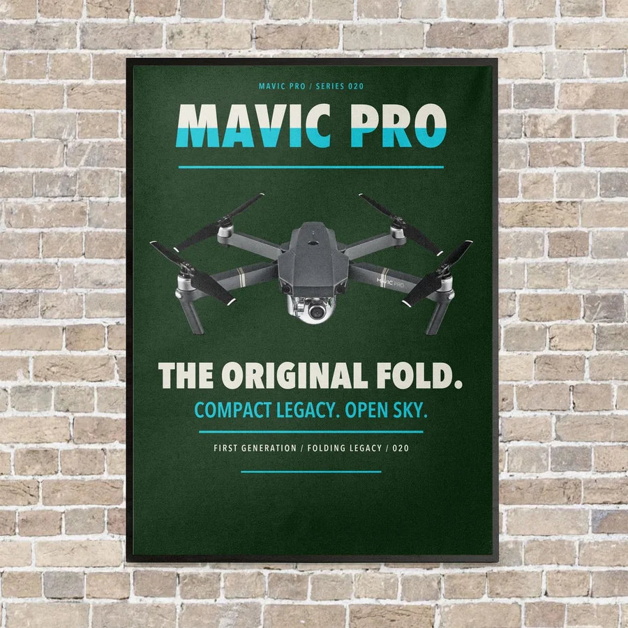 DJI Mavic Pro vertical canvas print - framed - dark green background