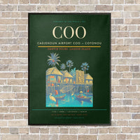 Thumbnail for Cadjehoun Airport COO — Cotonou vertical canvas print - framed - dark green background