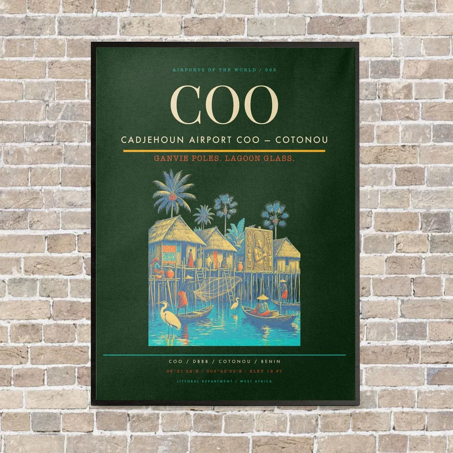 Cadjehoun Airport COO — Cotonou vertical canvas print - framed - dark green background