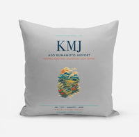 Thumbnail for Aso Kumamoto Airport (KMJ) design on light gray pillow