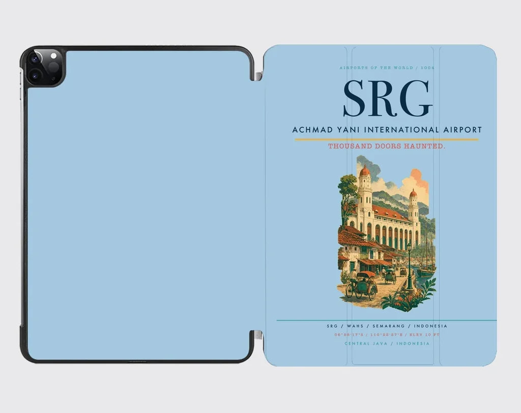 Achmad Yani International Airport (SRG) design on light blue ipad tablet case