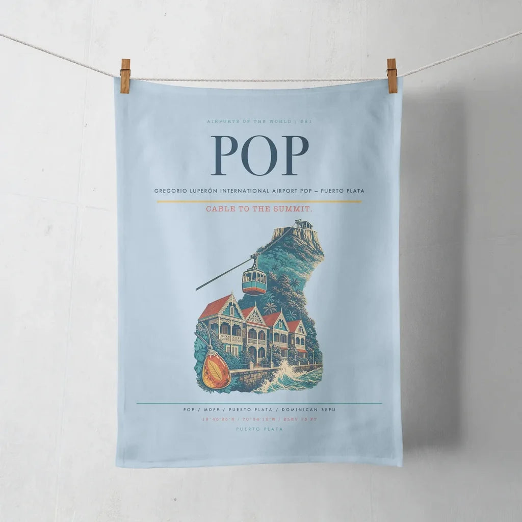 Gregorio Luperón International Airport (POP) design on light blue towel
