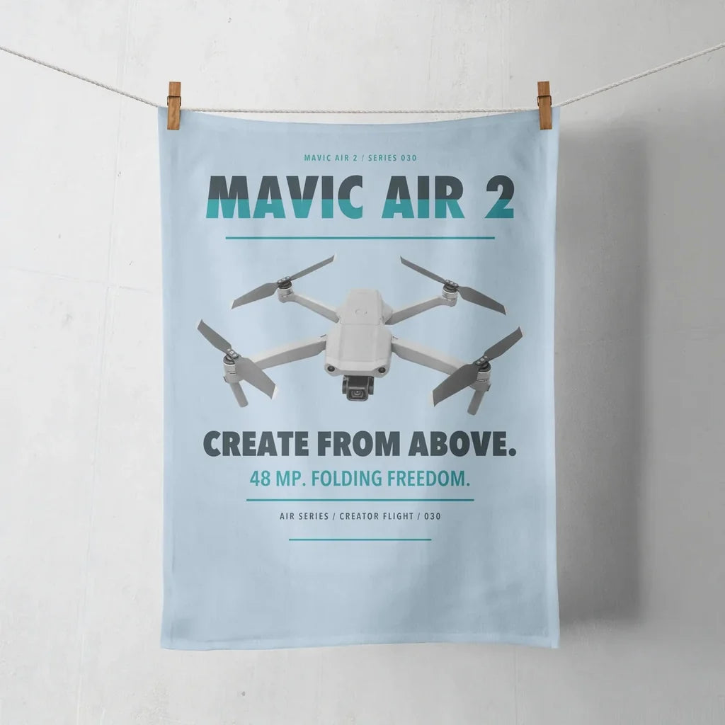 DJI Mavic Air 2 design on light blue towel