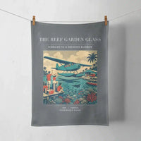 Thumbnail for VINTAGE G4410 - The Reef Garden Glass - Designed Towels design on gray