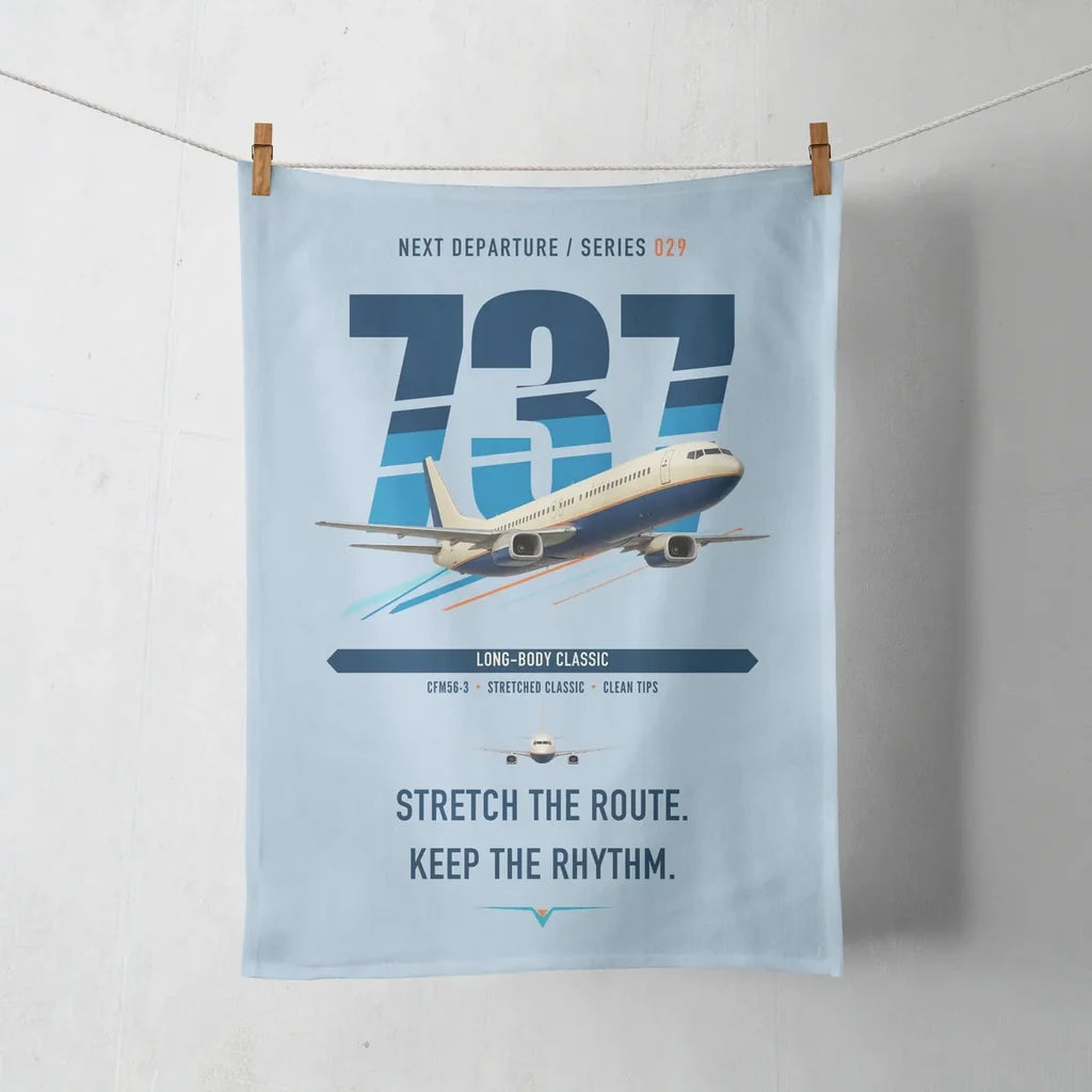 Boeing 737-400 Classic design on light blue towel