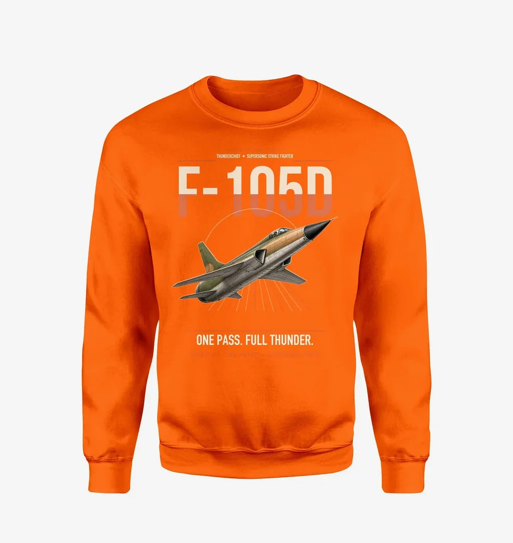 F-105D Thunderchief design on orange sweatshirt