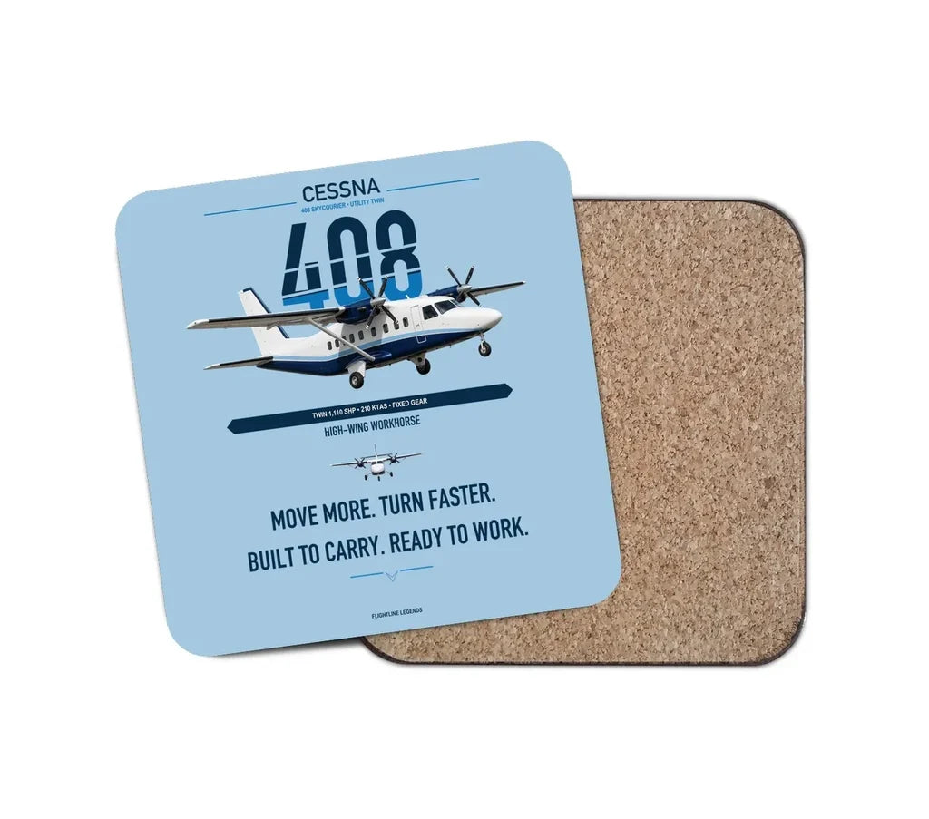 Cessna 408 SkyCourier design on light blue 1 piece coaster