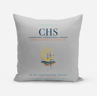 Thumbnail for Charleston International Airport (CHS) design on light gray pillow