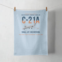 Thumbnail for C-21A Learjet Small Jet Big Mission design on light blue towel
