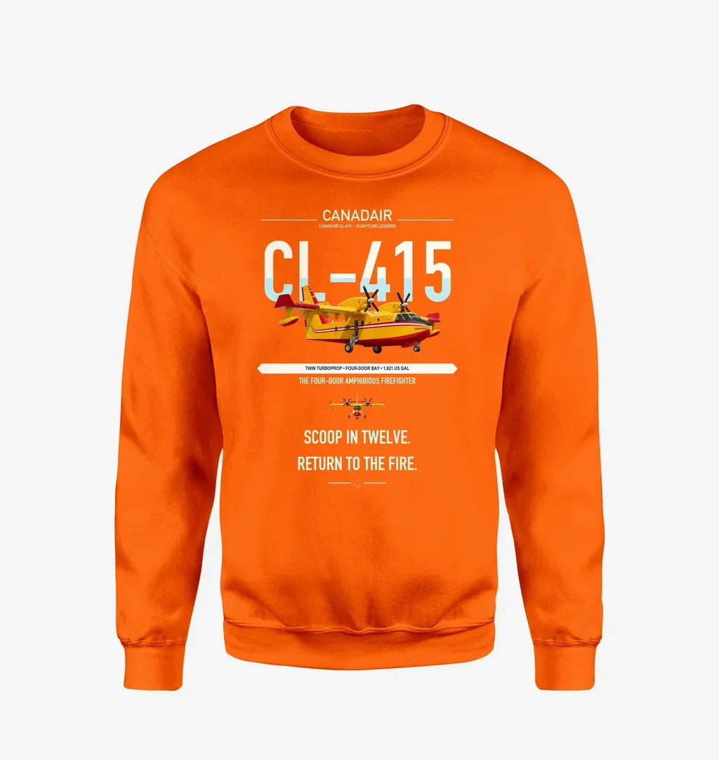 Canadair CL-415 design on orange sweatshirt