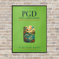 Thumbnail for Punta Gorda Airport PGD vertical canvas print - framed - light green background