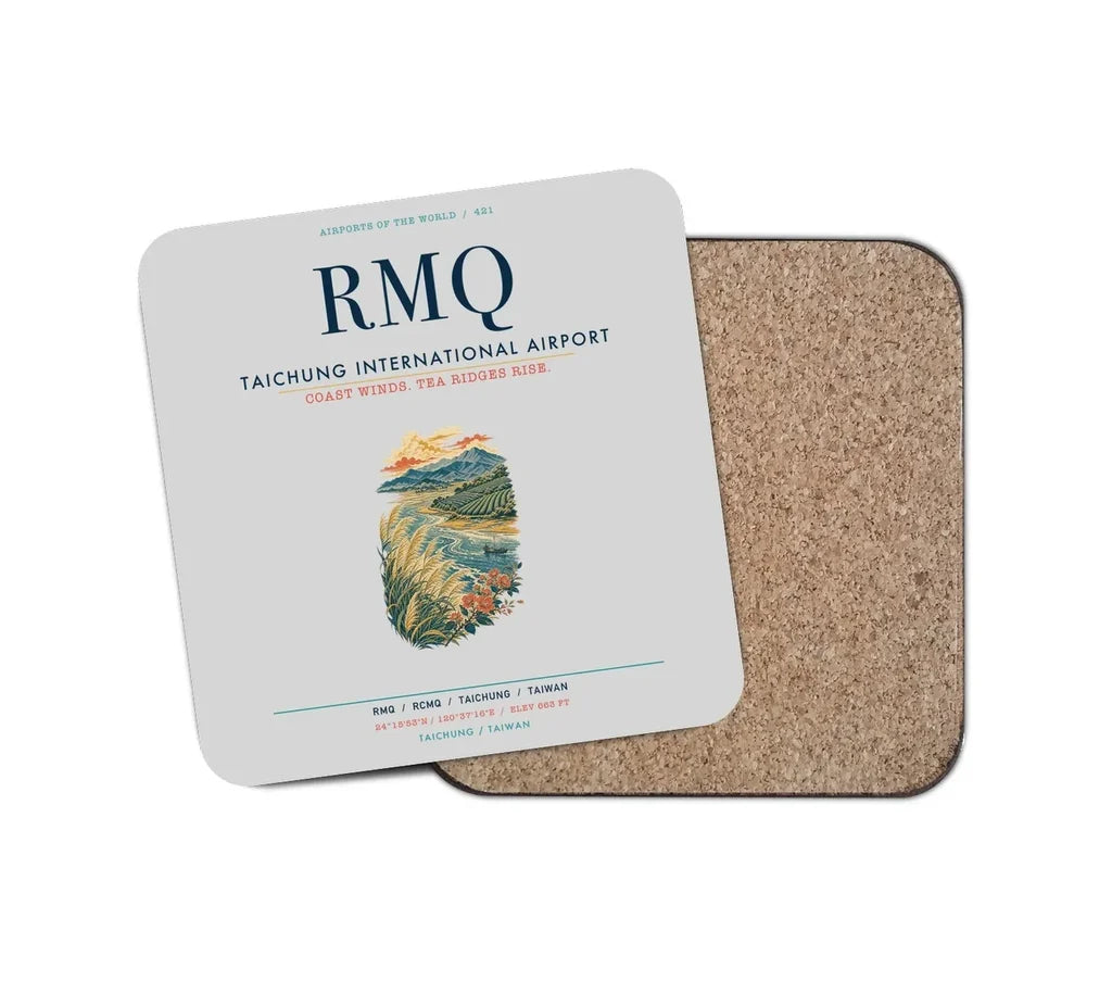 Taichung International Airport (RMQ) design on light gray 1 piece coaster
