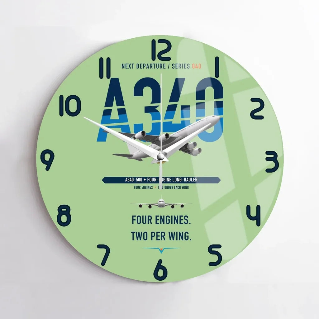 Airbus A340-500 design on light green no frame wall clock