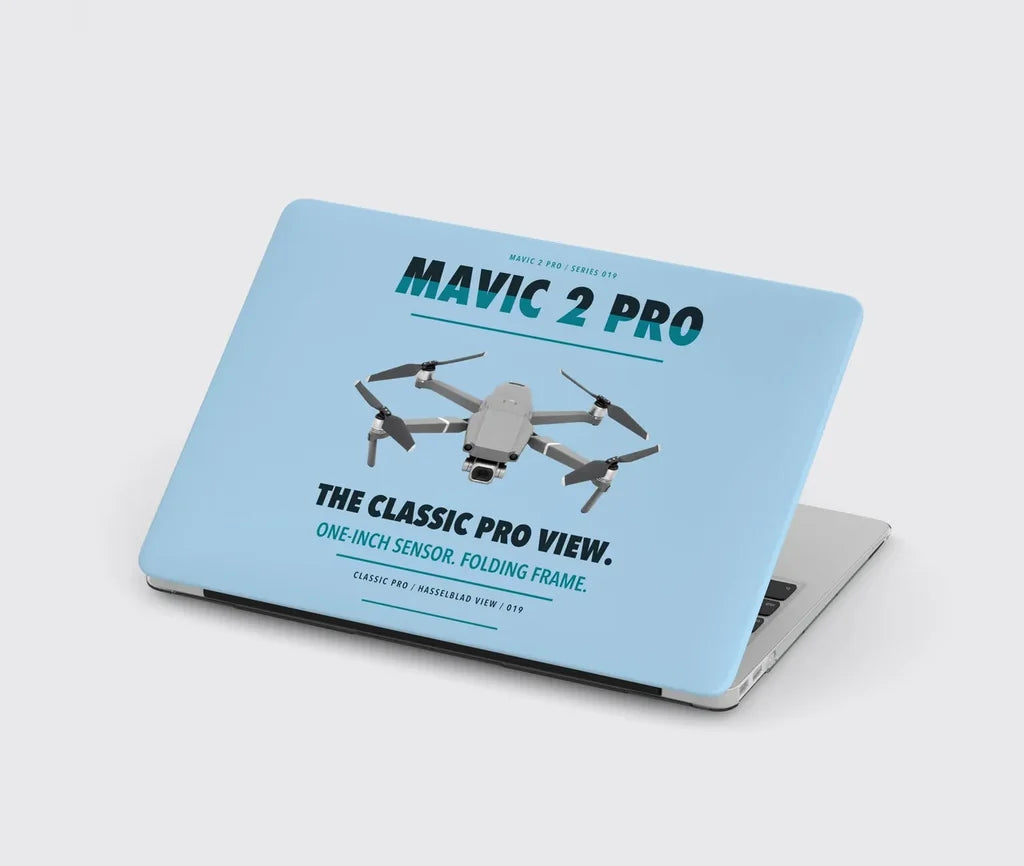 DJI Mavic 2 Pro design on light blue MacBook case