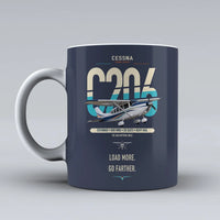 Thumbnail for Cessna 206 Stationair design on dark blue ceramic mug, double-side print