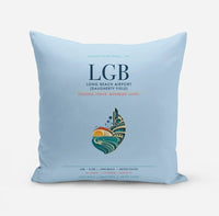 Thumbnail for Long Beach Airport (Daugherty Field) (LGB) design on light blue pillow