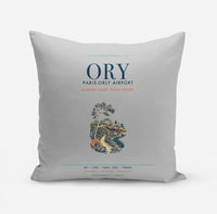 Thumbnail for Paris-Orly Airport (ORY) design on light gray pillow