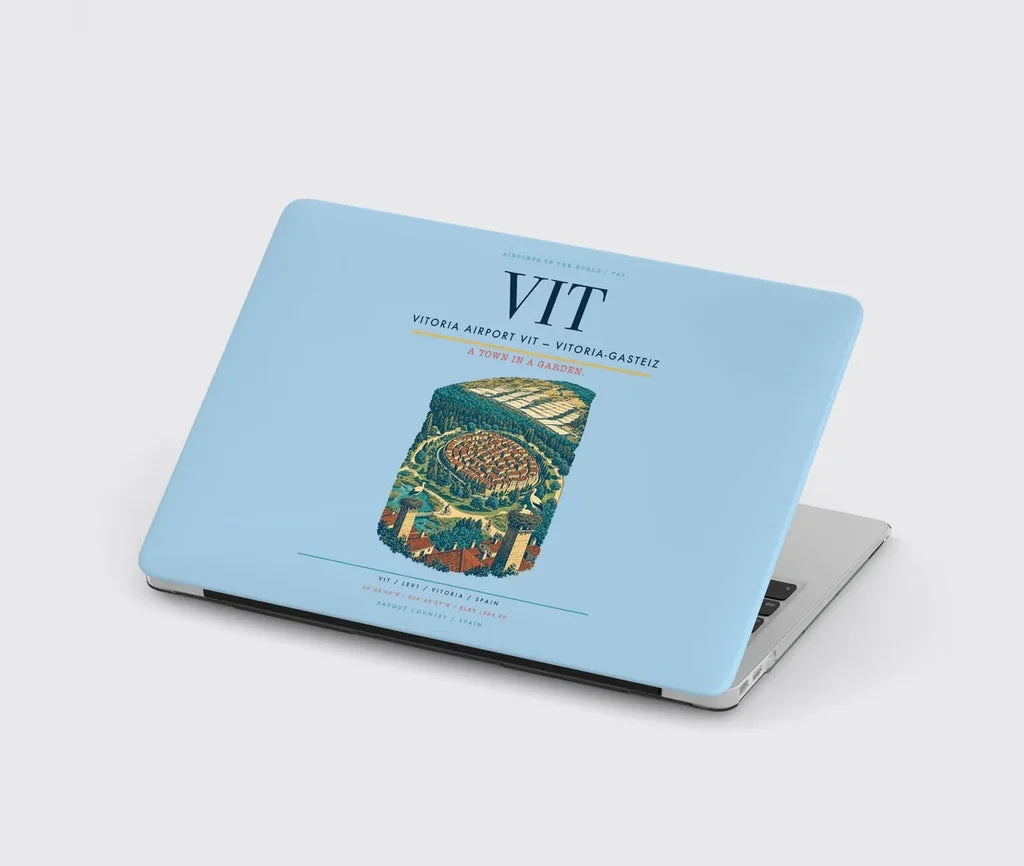 Vitoria Airport (VIT) design on light blue MacBook case
