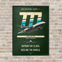 Thumbnail for Boeing 777-200LR vertical canvas print - framed - dark green background