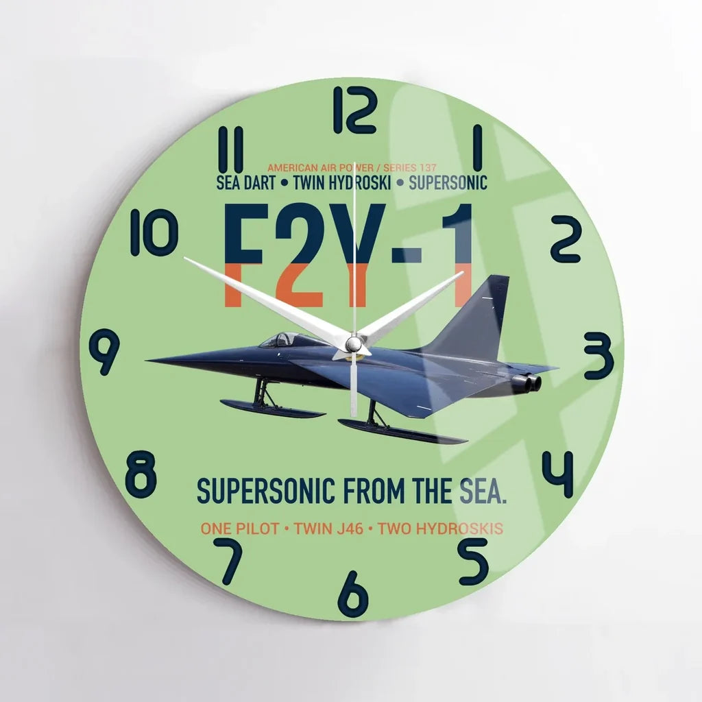 F2Y-1 Sea Dart Supersonic from the Sea design on light green no frame wall clock