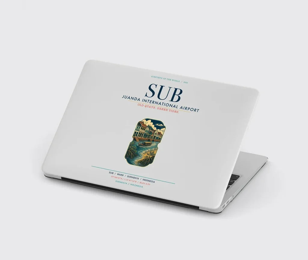 Juanda International Airport Surabaya (SUB) design on light gray MacBook case