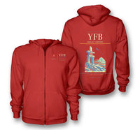 Thumbnail for Iqaluit Airport (YFB) design on red premium zipped hoodie