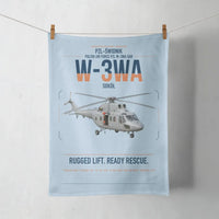 Thumbnail for PZL-Świdnik W-3WA Sokół design on light blue towel
