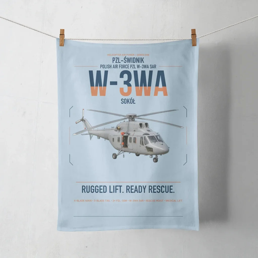 PZL-Świdnik W-3WA Sokół design on light blue towel