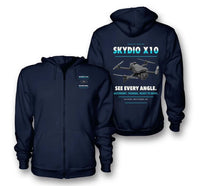 Thumbnail for Skydio X10 design on navy blue zipped hoodie