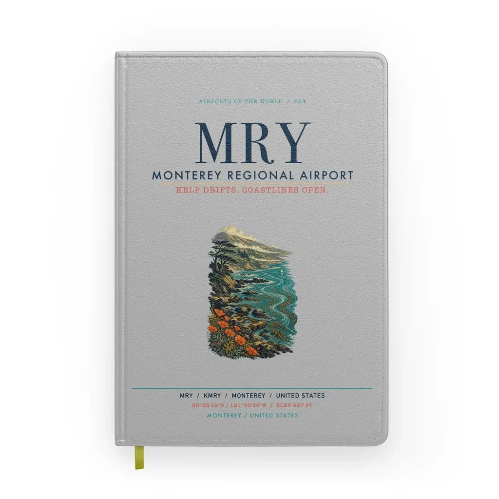 Monterey Regional Airport (MRY) design on light gray notebook