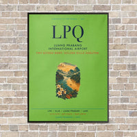 Thumbnail for Luang Prabang International Airport LPQ vertical canvas print - framed - light green background