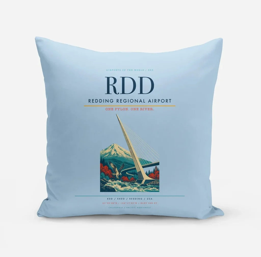 Redding Regional Airport (RDD) design on light blue pillow