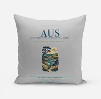Thumbnail for Austin-Bergstrom International Airport (AUS) design on light gray pillow