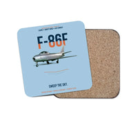 Thumbnail for F-86F Sabre Sweep The Sky design on light blue 1 piece coaster