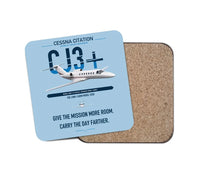 Thumbnail for Cessna Citation CJ3+ design on light blue 1 piece coaster