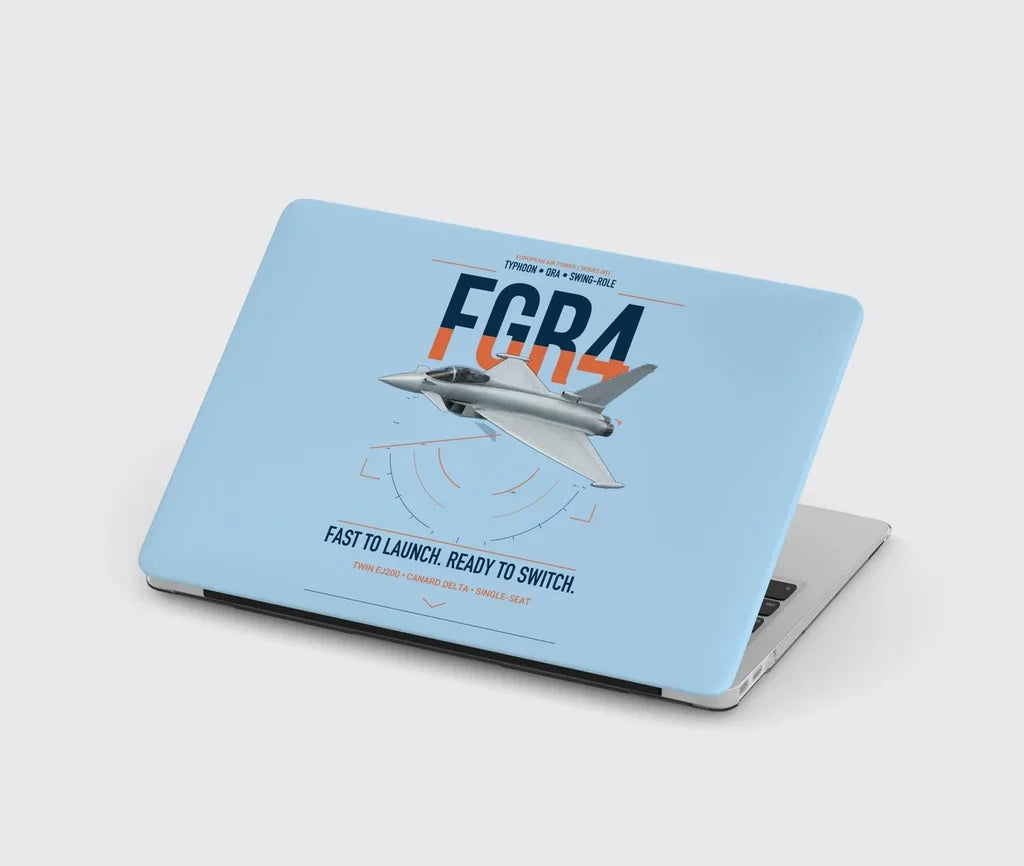 Eurofighter Typhoon FGR4 design on light blue MacBook case