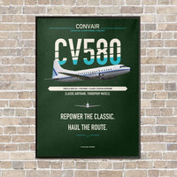 Thumbnail for Convair 580 vertical canvas print - framed - dark green background