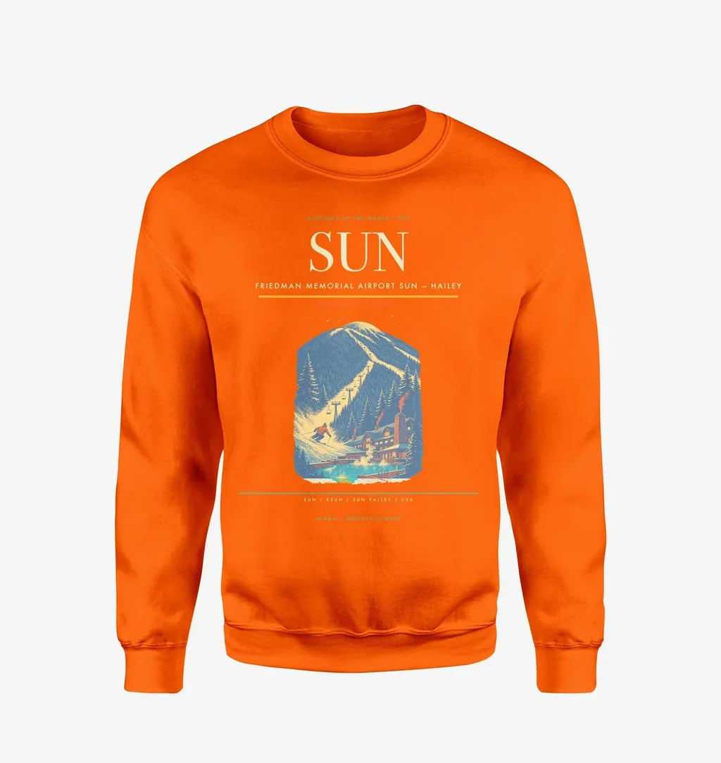 Friedman Memorial Airport (SUN) design on orange sweatshirt