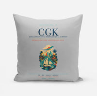 Thumbnail for Jakarta Soekarno-Hatta International Airport (CGK) design on light gray pillow