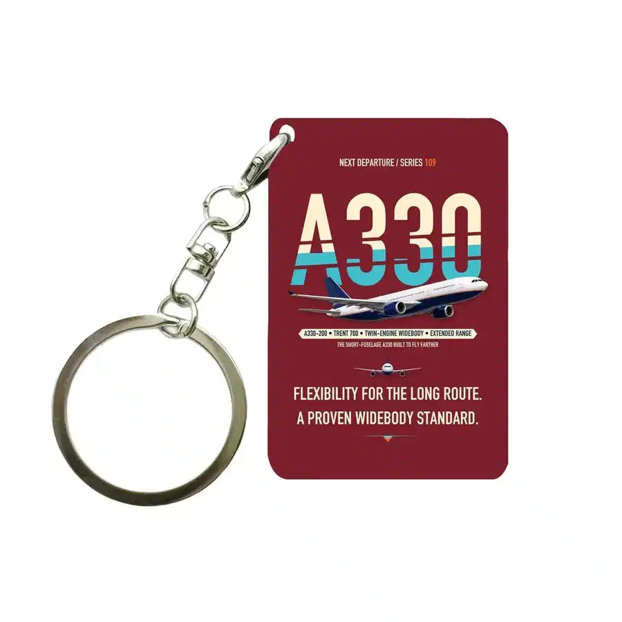 Airbus A330-200 Key Chain design on dark red key chain
