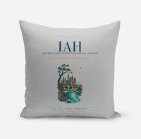 Thumbnail for Houston George Bush Intercontinental Airport (IAH) design on light gray pillow