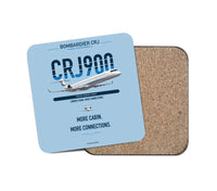 Thumbnail for Bombardier CRJ900 design on light blue 1 piece coaster