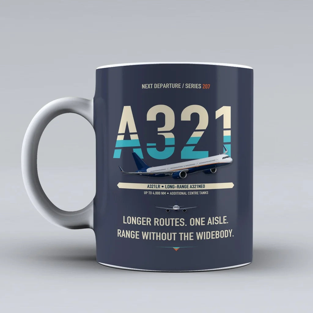 A321LR Mug design on dark blue airbus