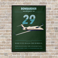 Thumbnail for Bombardier Learjet 29 vertical canvas print - framed - dark green background