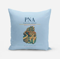 Thumbnail for Pamplona Airport (PNA) design on light blue pillow