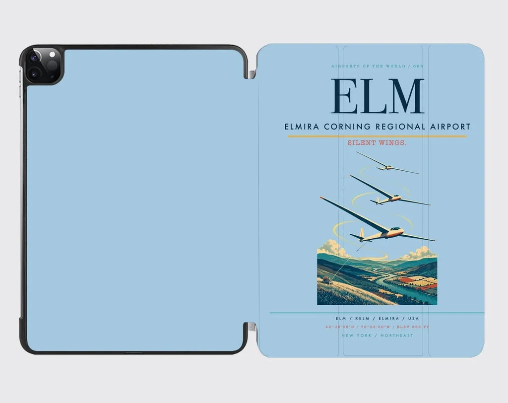Elmira Corning Regional Airport (ELM) design on light blue ipad tablet case