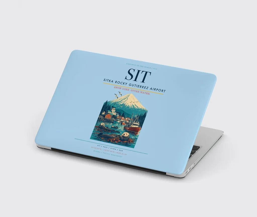 Sitka Rocky Gutierrez Airport (SIT) design on light blue MacBook case