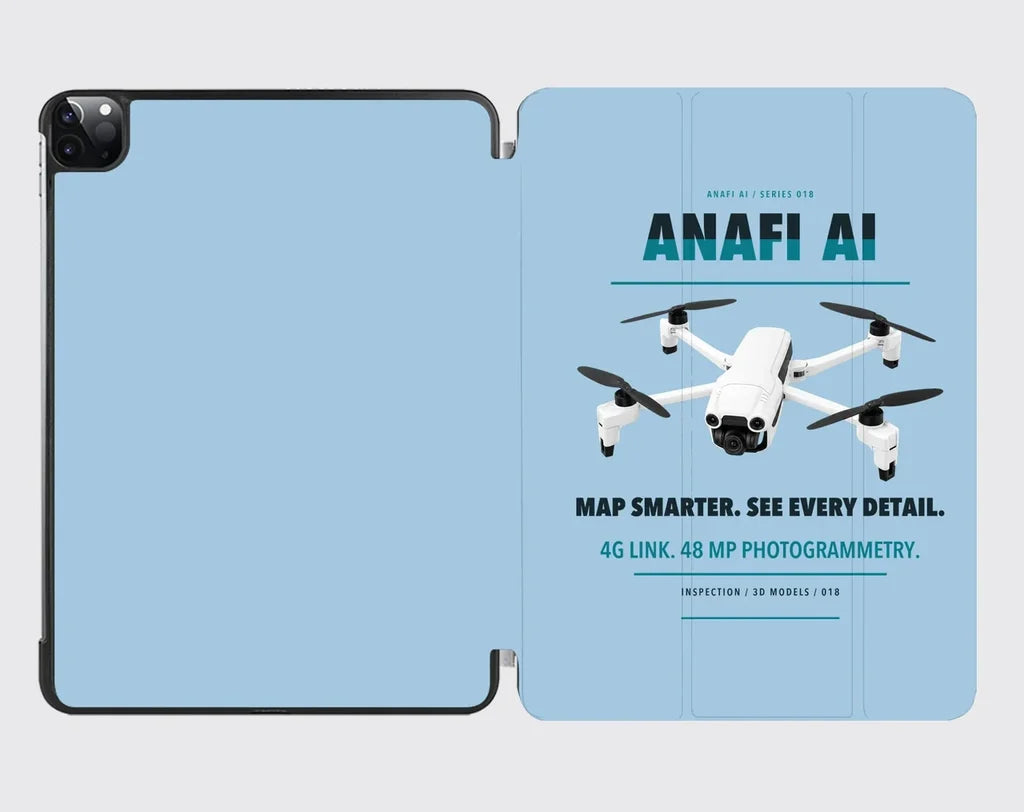 Parrot ANAFI Ai design on light blue ipad tablet case
