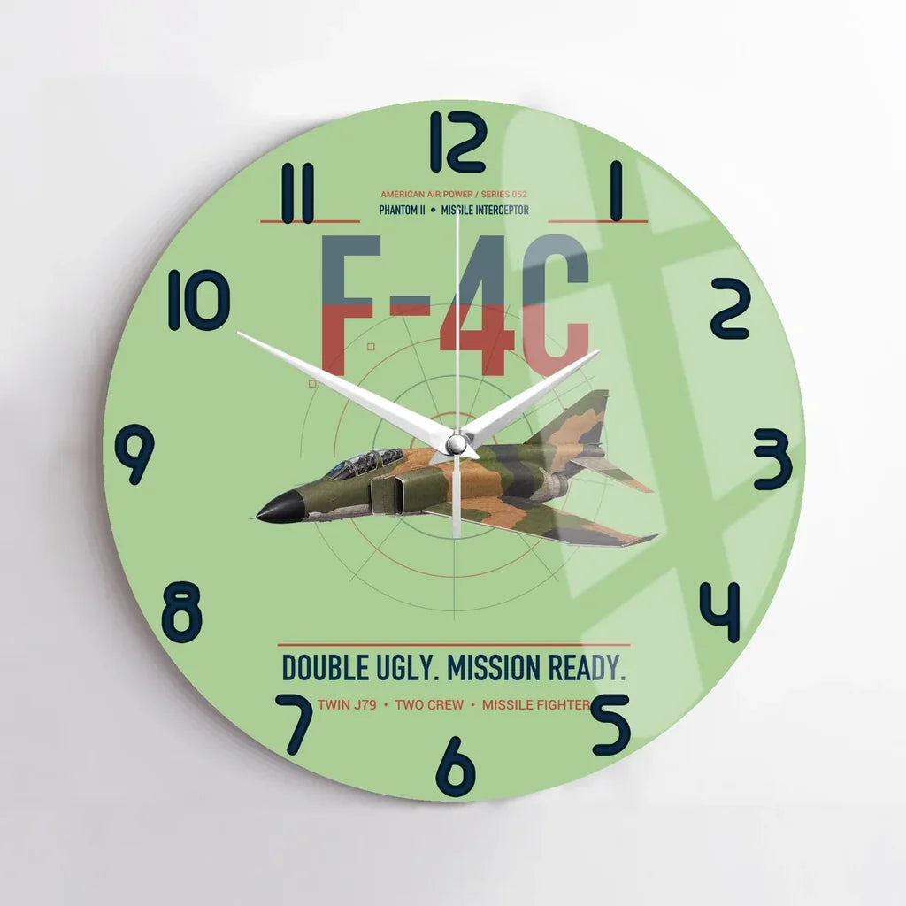 F-4C Phantom II design on light green no frame wall clock